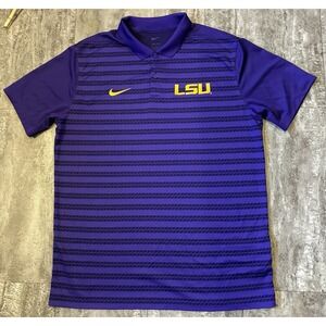 LSU Tigers Polo Shirt Mens L Purple Nike Dri Fit Performance NCAA  Basketball